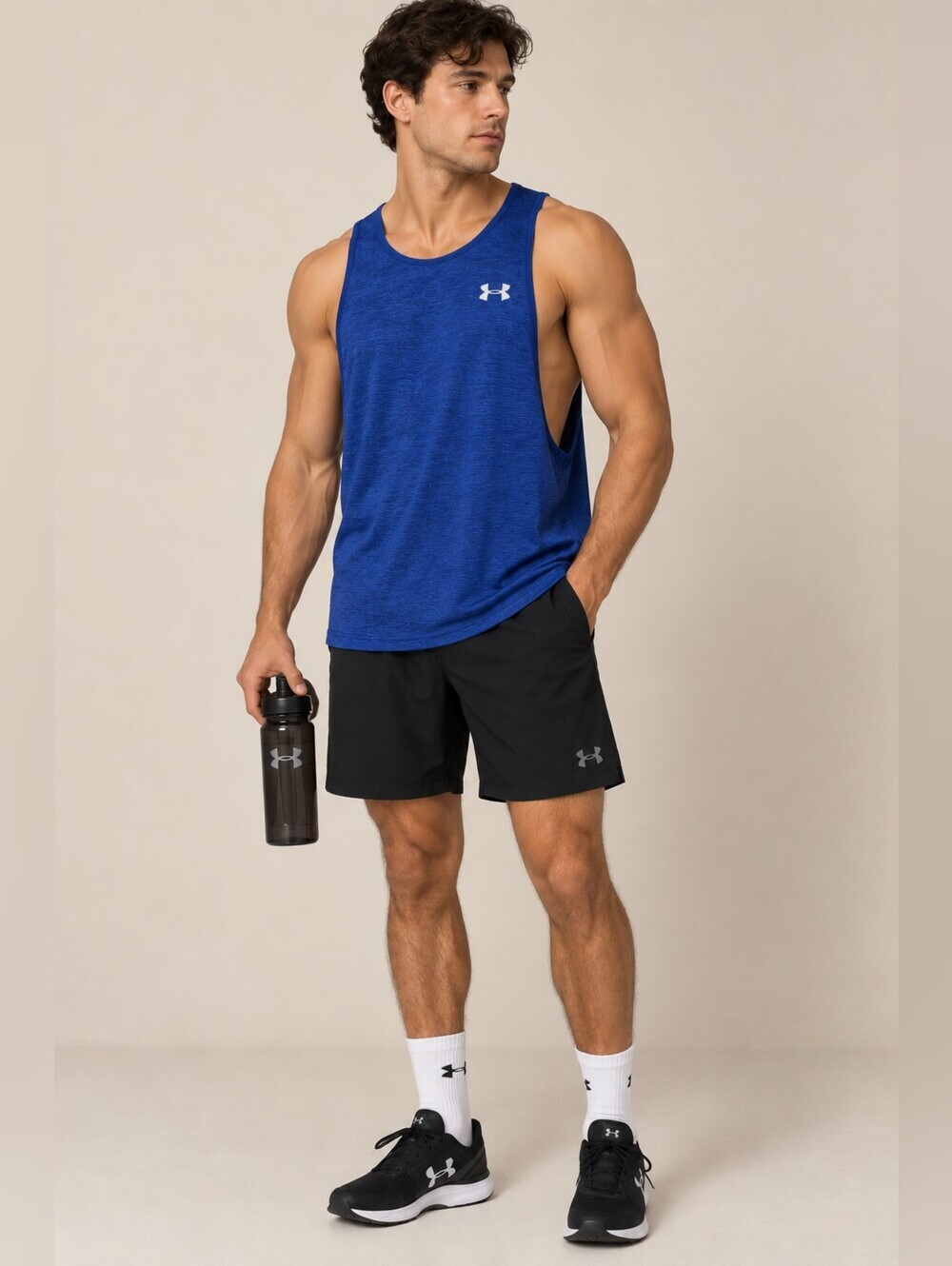 Under Armour Blue Athletic Workout Training Sleeveless Tank Top Men In Large